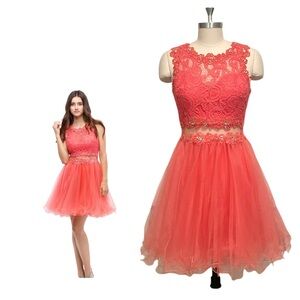 Dreamy Mesh Beaded Drama Dress Lace Bodice Sheer Waist Matching Shawl Small